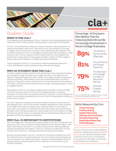 Student Guide WHAT IS THE CLA+?