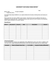 UNIVERSITY MATCHING FUNDS REPORT