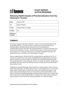 STAFF REPORT ACTION REQUIRED Reducing Health Impacts of Perchloroethylene from Dry
