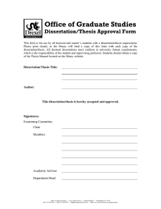 Office of Graduate Studies Dissertation/Thesis Approval Form