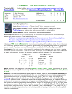 Introduction to Astronomy Winterim 2014  Course Schedule