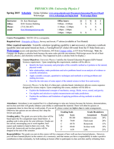 University Physics I  Schedule www.webassign.net/login.html