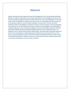 Siphons and traps have been extensively used and investigated for... behavior of a Petri net. The siphons are structures which...