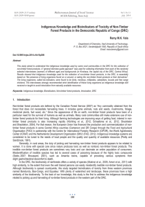 Indigenous Knowledge and Bioindicators of Toxicity of Non-Timber