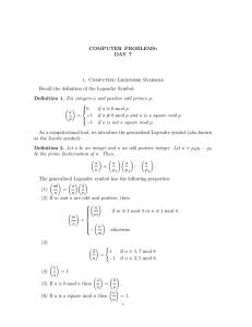 Legendre Symbols & Primality Tests: Computer Problems