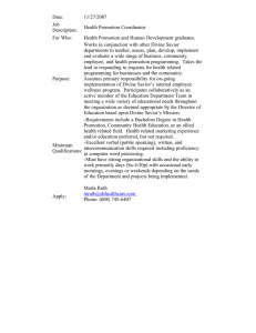Date: 11/27/2007 Job Health Promotion Coordinator