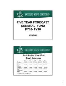 FIVE YEAR FORECAST GENERAL  FUND FY16- FY20 10/26/15