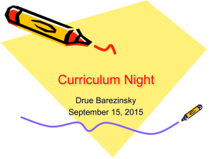 Curriculum Night Drue Barezinsky September 15, 2015