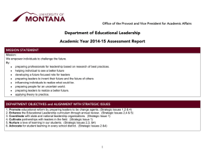 Department of Educational Leadership Academic Year 2014-15 Assessment Report