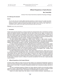 Different Perspectives on Teacher Burnout Mediterranean Journal of Social Sciences
