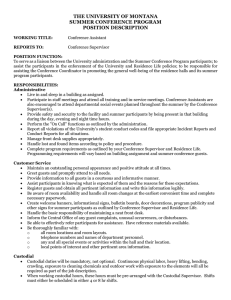 THE UNIVERSITY OF MONTANA SUMMER CONFERENCE PROGRAM POSITION DESCRIPTION