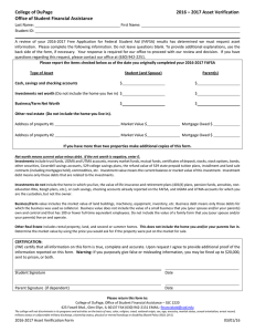 College of DuPage               2016 – 2017 Asset Verification  Office of Student Financial Assistance 