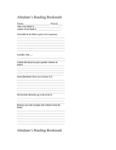 Abraham’s Reading Bookmark  Name____________________ Period____