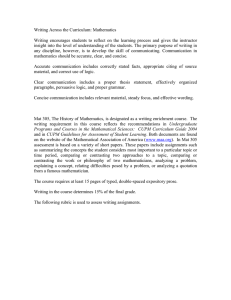 Writing Across the Curriculum: Mathematics