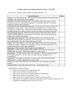 Research Article Critique Grading Rubric - PXS 2050