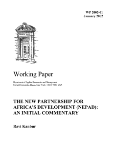 Working Paper THE NEW PARTNERSHIP FOR AFRICA'S DEVELOPMENT (NEPAD): AN INITIAL COMMENTARY