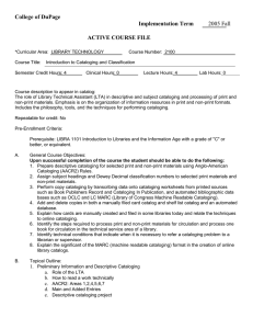 College of DuPage  Implementation Term ACTIVE COURSE FILE