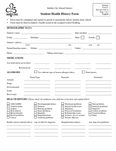 Student Health History Form - Dublin City Schools
