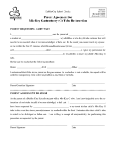 Parent Agreement for Mic-Key Gastrostomy (G) Tube Re-insertion