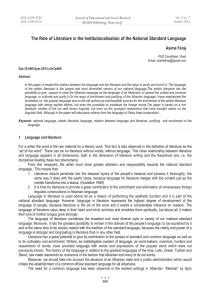 The Role of Literature in the Institutionalisation of the National... Asime Feraj Journal of Educational and Social Research MCSER Publishing, Rome-Italy