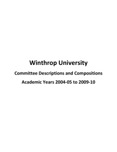 Winthrop University  Committee Descriptions and Compositions Academic Years 2004-05 to 2009-10