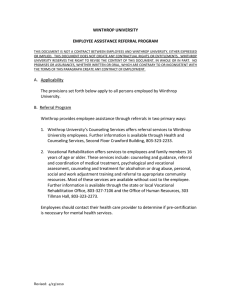 WINTHROP UNIVERSITY  EMPLOYEE ASSISTANCE REFERRAL PROGRAM