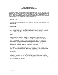 WINTHROP UNIVERSITY PROBATIONARY STATUS POLICY