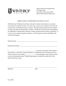 Office of Records and Registration 126 Tillman Hall 803/323-2194  803/323-4600 (FAX)