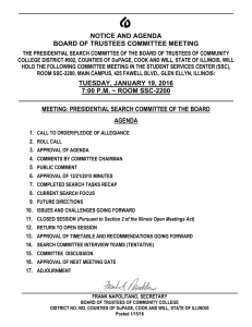 NOTICE AND AGENDA BOARD OF TRUSTEES COMMITTEE MEETING