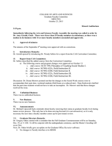 COLLEGE OF ARTS AND SCIENCES Graduate Faculty Committee MINUTES October 23, 2015
