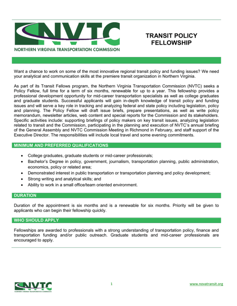 TRANSIT POLICY FELLOWSHIP