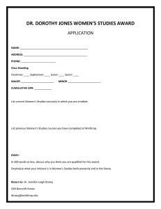 DR. DOROTHY JONES WOMEN’S STUDIES AWARD APPLICATION
