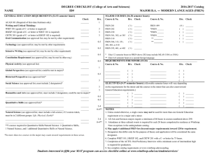 NAME ID# GENERAL EDUCATION REQUIREMENTS (32-53 semester hours) MAJOR COURSES (36-38 semester hours)