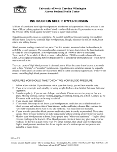 INSTRUCTION SHEET: HYPERTENSION University of North Carolina Wilmington Abrons Student Health Center