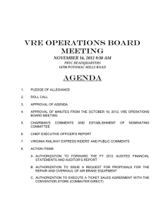 VRE OPERATIONS BOARD MEETING AGENDA