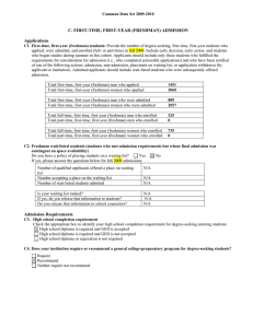 C. FIRST-TIME, FIRST-YEAR (FRESHMAN) ADMISSION Applications