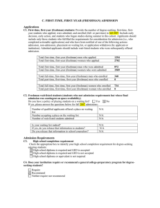 C. FIRST-TIME, FIRST-YEAR (FRESHMAN) ADMISSION Applications