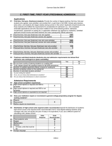 C. FIRST-TIME, FIRST-YEAR (FRESHMAN) ADMISSION Applications