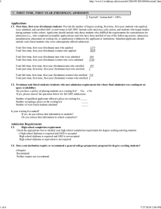 }  C. FIRST-TIME, FIRST-YEAR (FRESHMAN) ADMISSION Applications