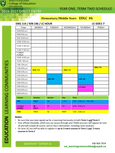 YEAR ONE, TERM TWO SCHEDULE 2016-2017 DIRECT ENTRY EDLC  #6