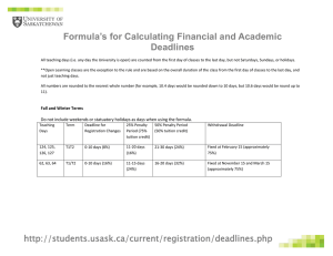 Formula’s for Calculating Financial and Academic Deadlines