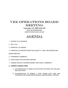 VRE OPERATIONS BOARD MEETING AGENDA