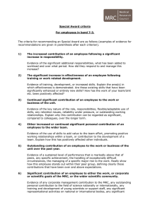 MRC Special Award Criteria: Employee Recognition