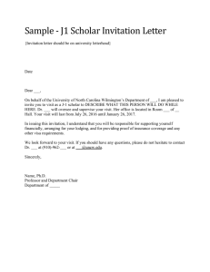 J-1 Scholar Invitation Letter Sample - University Visit