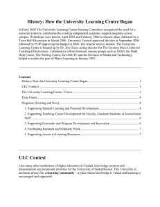 History: How the University Learning Centre Began