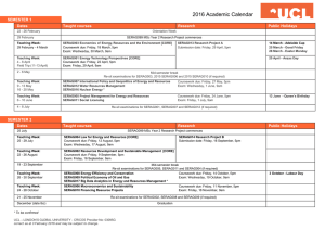 SEMESTER 1 Dates Taught courses