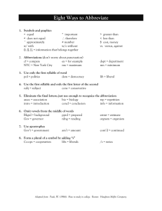 Eight Ways to Abbreviate