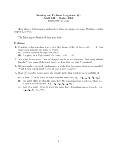 Reading and Problem Assignment #2 Math 501–1, Spring 2006 University of Utah