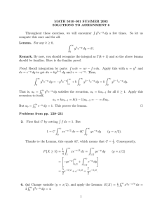 MATH 5010–001 SUMMER 2003 SOLUTIONS TO ASSIGNMENT 6 Lemma. Remark.
