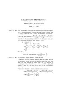 Solutions to Homework 4 Math 5010-1, Summer 2010 June 17, 2010